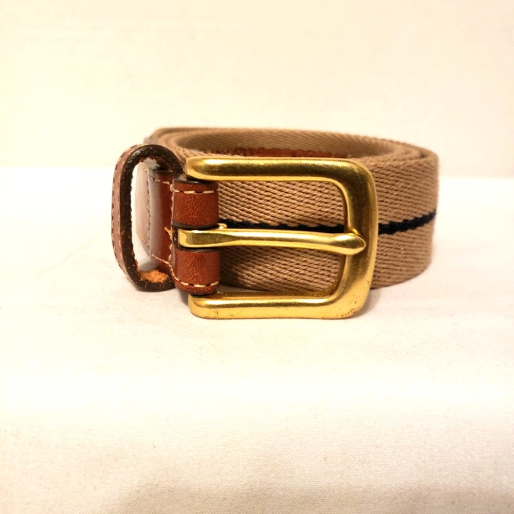 Lands’ End Men's Cotton And Leather Tan Belt Size 40